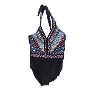 New NWT Aqua Green 1 Piece Swimsuit Halter Top 12/ 14